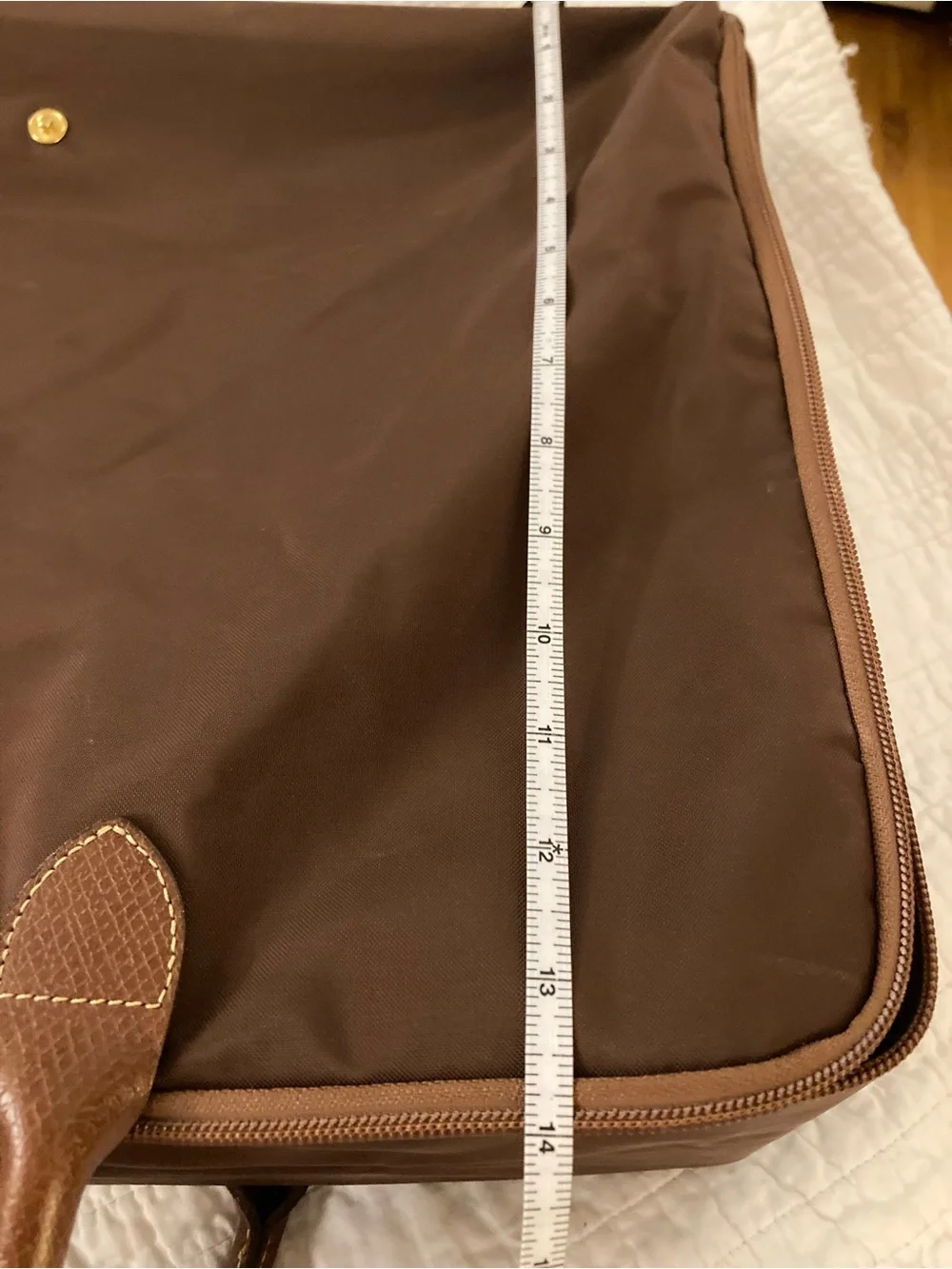 Longchamp Brown Nylon Travel Bag with Leather Trim